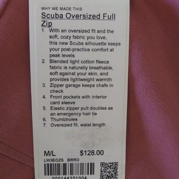 Lululemon scuba oversized full zip - brier rose - Picture 5 of 5